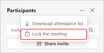 Lock a meeting in Microsoft Teams